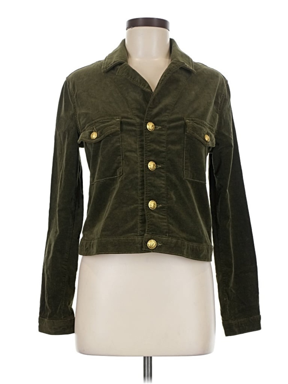 L'AGENCE Dark Brown Corduroy Jacket with Gold Buttons